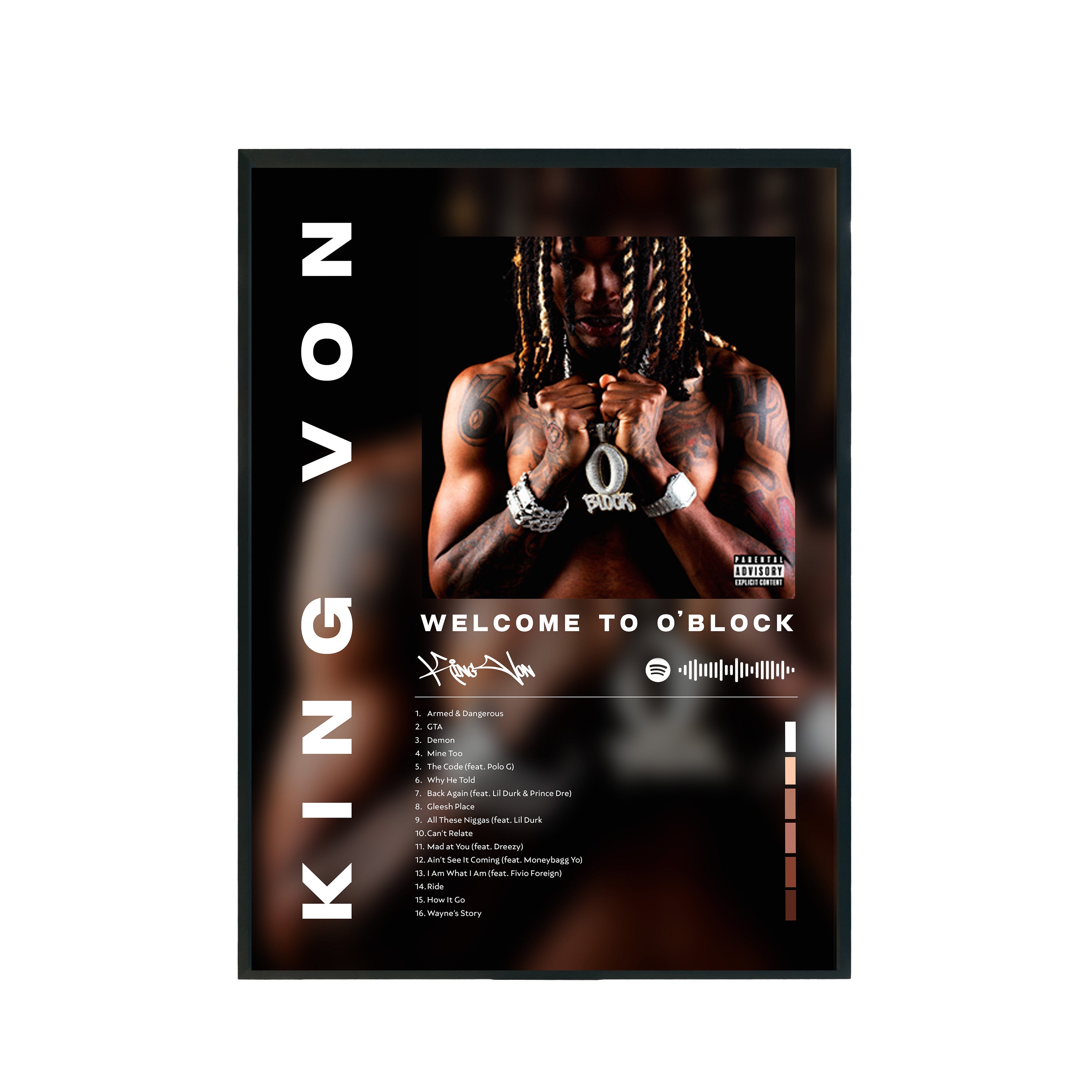 Plakat album King Von - Welcome To O'Block A3 297x420mm