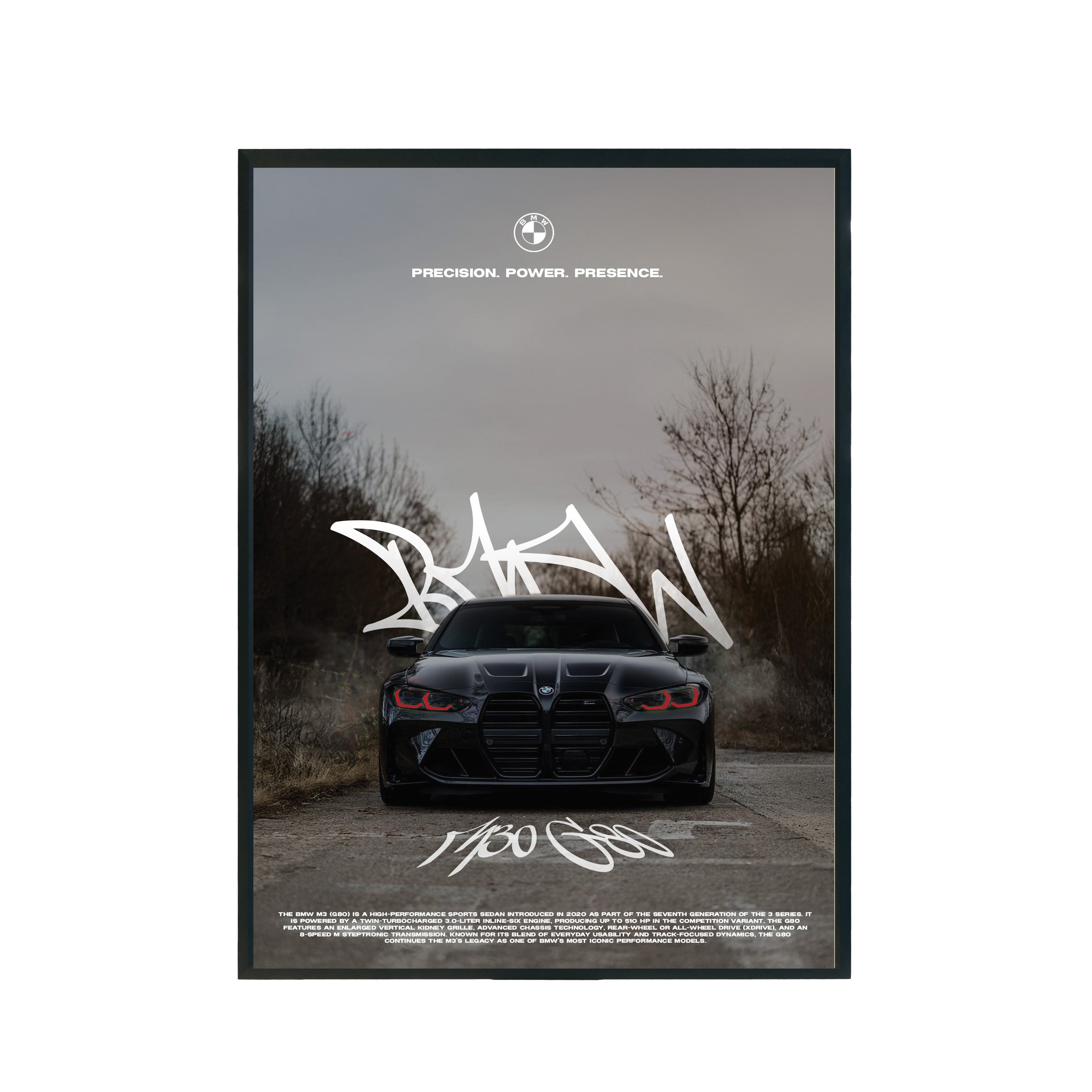 Plakat Motoryzacyjny "BMW M3 G80" A3 297x420mm