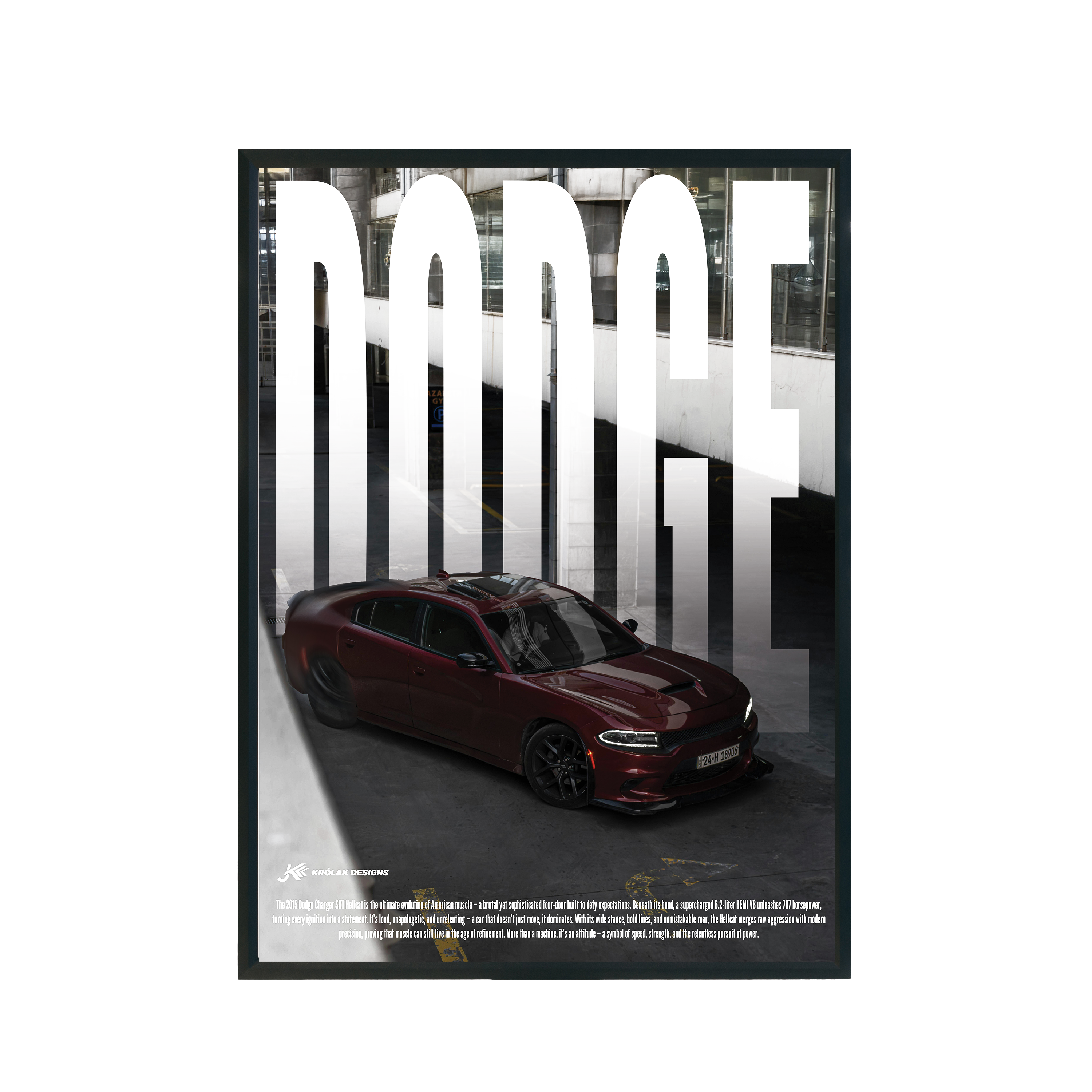 Plakat Motoryzacyjny "Dodge Charger SRT Hellcat" A3 297x420mm